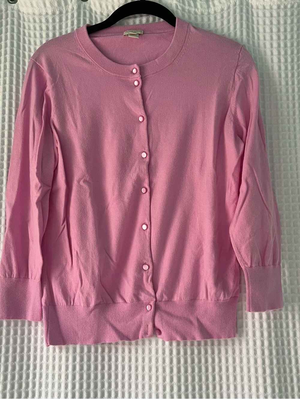 J. Crew Factory Pink Button-Front Crewneck Cardigan